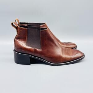Cole Haan Boots Womens 8 Brown Leather Chelsea Block Heel Vintage Italy Shoes